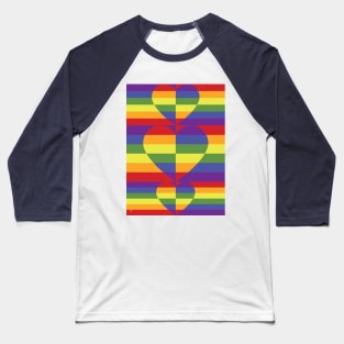 Rainbow Hearts LGBTQ Love All Around Baseball T-Shirt